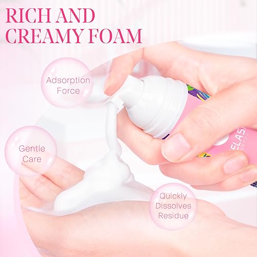 Lash Shampoo for Lash Extensions 60ml Eyelash Extension Cleanser Lash Shampoo Cleaning Kit with Shampoo Brush & Mascara Brush-No Irritating Foaming Eyelash Makeup Remover for Home Salon Use