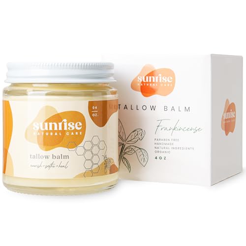 Unwhipped Honey and Tallow Balm - Body and Face Moisturizer - 100% Grass Fed Beef Tallow - 4 ounces - Frankincense