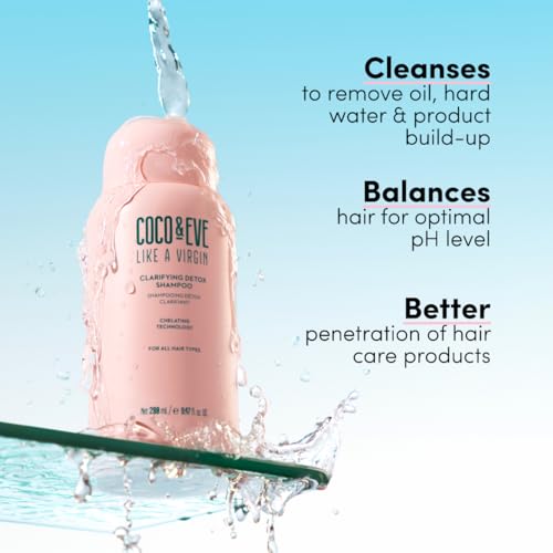 Coco and Eve Clarifying Detox Shampoo. Remove Hard Water & Product Build Up. With Hibiscus Cider Vinegar to Detox Scalp. Color Safe & Non-Stripping. (280 ml)