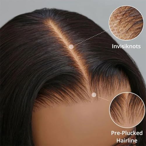 ISEE Hair M Cap 9x6 Bob Wig Human Hair Glueless Wigs Pre Plucked Pre Cut HD Lace Front Glueless Wigs Human Hair 180% Density Short Straight Bob Wigs for Black Women 16 inch