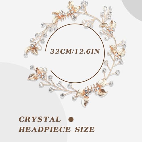 Crystal Wedding Hair Comb Rhinestone Pearl Bride Hair Combs Gold Side Hair Combs Leaf Pearl Headpiece Bridal Hair Accessories for Women