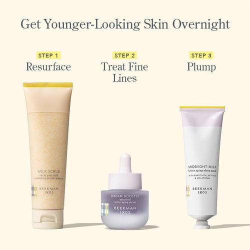 Beekman 1802 Dream Booster Bakuchiol Face Serum - Retinol Alternative for Sensitive Skin - Fine Lines & Pore Minimizer - Vegan - Fragrance Free -0.5 fl oz