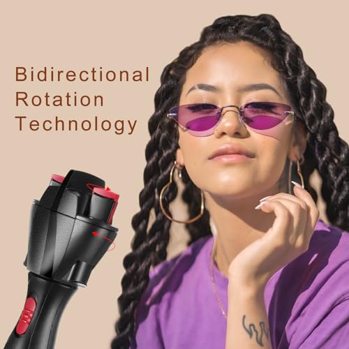 Honoson Hair Braider Set, 7 Pieces Automatic Hair Braider with Electronic Hair Braiding Tool Machine, Rat Tail Comb and Crocodile Hair Clips for DIY Hair Styling (Bright Color)