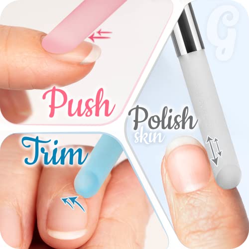 Glass Cuticle Pusher by GLADZY - Manicure Stick, Genuine Czech Quality, Professional Precision Filing Cuticle Remover, Abrasive Surface Never Wears Out