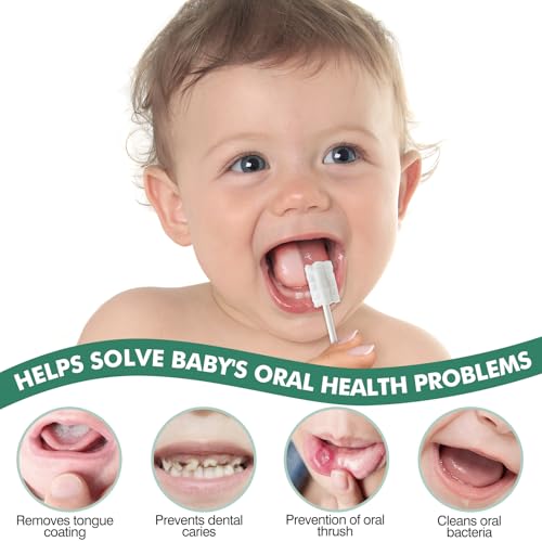 52Pcs Baby Tongue Cleaner, Disposable Baby Toothbrush Oral Cleaner, Infant Gum and Tooth Cleaning Stick for Newborns, Toddler Mouth Cleaner