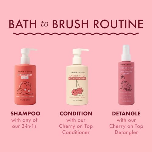 Dabble & Dollop Cherry on Top Conditioner - Natural Shine & Detangler for Kids, Paraben & Sulfate Free, Vegan, Gluten-free, Tear-Free (10oz, Pack of 2)