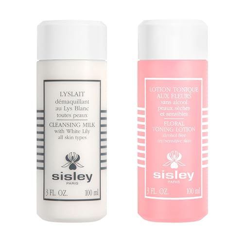 Sisley Paris Cleansing Duo Travel Selection - Includes Lyslait (100 mL) & Floral Toning Lotion (100 mL) - Removes Makeup, Cleanses & Tones for Clean, Fresh Skin