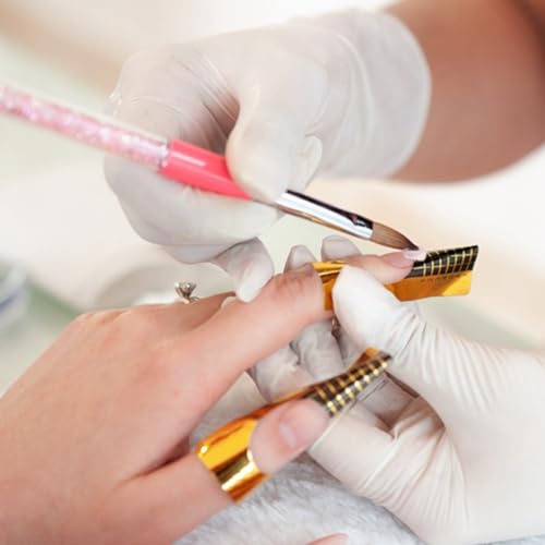 500 Pcs Nail Forms Gold Horseshoe Nail Extension Guide Paper Forms for Builder Gel, Polygel, Acrylic Nails