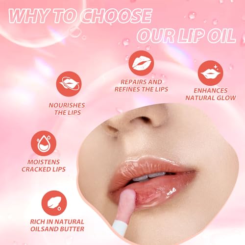 LANGMANNI Moisturizing Lip Oil,No-Sticky Lip Gloss Lip Balm Lip Care,Fruit Flavoured Lip Oil For Dry Lip's Moisturizing Hydrating And Nourishing ((Raspberry))