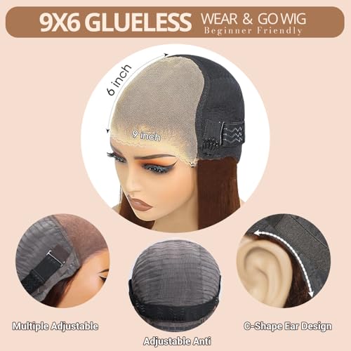 Chocolate Brown Lace Front Wigs Human Hair Pre Plucked 26 Inch Dark Brown Wear And Go Glueless Wig 9x6 Straight Wig Human Hair 220% Density Colored #4 Brown Glueless Hd Lace Frontal Wigs For Women