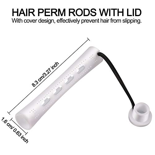 WILLBOND 60 Pcs Perm Rods for Long Hair Plastic Curl Rods Cold Wave Irons Curling Roller for Hair Styling Hairdressing Tools (0.63 Inch, White)