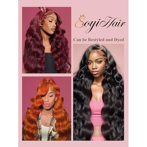 34 Inch Body Wave Lace Front Wigs Human Hair Pre Plucked 180% Density 13x4 Transparent HD Lace Front Wigs for Women Glueless Frontal Wigs with Baby Hair Natural Black Human Hair Wig