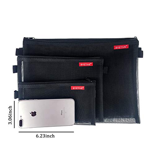 Mesh Cosmetic Bag Mesh Makeup Bag Set Nylon Bag With Zipper Toiletry Beauty Storage Bags Zipper Pouch Cosmetic Organizer Travel Accessories Kit Set Portable Storage, 8 PCS Black A
