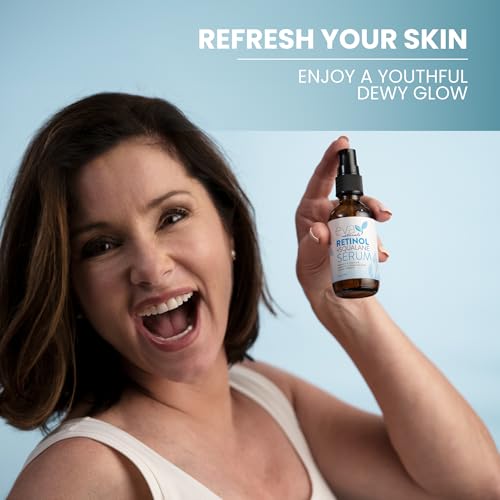 Eva Naturals Retinol + Squalane Serum ? Anti Aging Face Serum for Wrinkles, Collagen Boost, Eye & Night Use ? Retinoid Skin Care for Acne, Pores, Dark Spots & Sensitive Skin