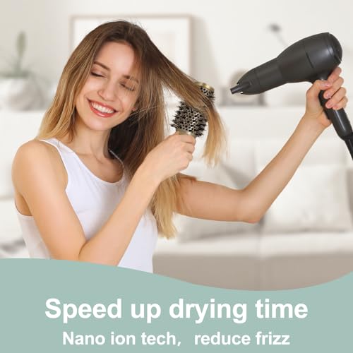 Round Brush for Blow Out,Boar Bristle Round Hair Brushes for Women Bangs,Curly Hair Roller Brush for Blow Drying,Nano Thermal Ceramic & Ionic Tech(2.9 inch,Barrel 1.7inch,45mm)