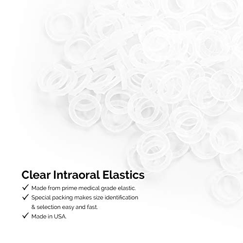 JMU Orthodontic Rubber Bands 1/4 Medium 6.4 mm Clear Orthodontic Elastics 4.5oz 500 pack Latex Free Dental Rubber Bands Made in USA