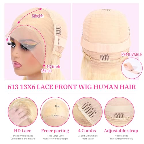 26Inch 613 Lace Front Wig Human Hair 180 Density 13x6 Lace Front Wigs Human Hiar For Women Pre Plucked With Baby Hair