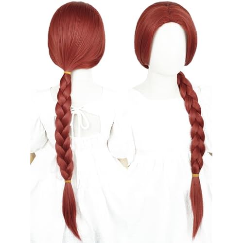 Kids Red Braid Princess Wig 27.5'' Long Dark Red Braid Costume Wigs for Girls Toddler Child Halloween Party