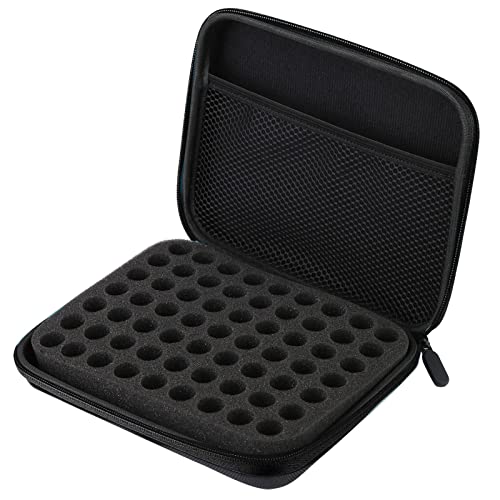 Jerliflyer Essential Oil Storage Bag,1-3ml 63 Slots Portable Aromatherapy Essential Oil Storage Bag Case Collision Proof No Leakage 16mm Aperture Essential Oil Organizer for Travel Outdoor (black)