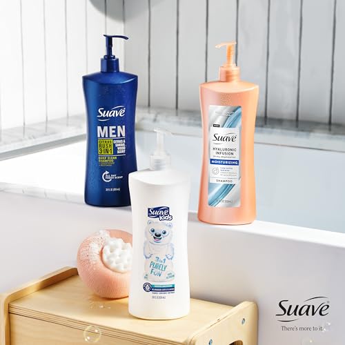 Suave Hyaluronic Infusion Moisturizing Shampoo, Long Lasting Hydration for Dry, Dehydrated Hair with Hyaluronic Acid, 28 oz Pump, 4 Pack