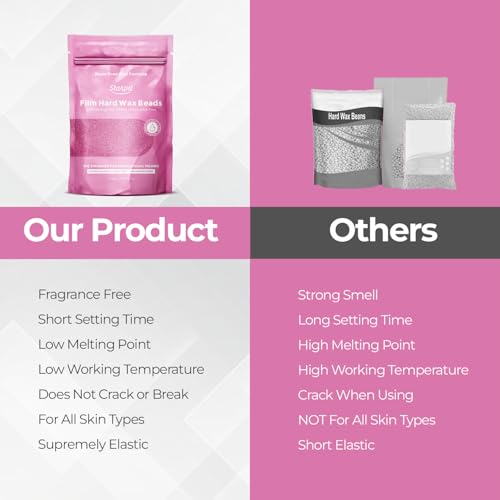 Starpil Wax 1000g / 2.2 lb Pink hypoallergenic Hard Wax Beads for body Hair Removal, Stripless Body Wax Beans, Polymer Blend Bikini Wax, Coarse Hair Removal hypoallergenic Beads for Sensitive Skin