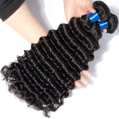 Cranberry Brazilian Virgin Hair Deep Wave Human Hair Bundles 1 Bundle 26 Inch 100% Unprocessed Virgin Hair Curly Waves Double Weft Wet and Wavy Bundles for Black Women