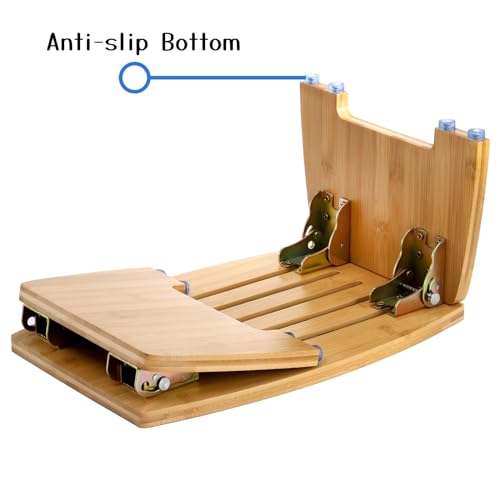 Lyellfe Bamboo Folding Step Stool, Non-Slip Leg Shaving Foot Rest Chair, Foldable One Step Stool for Home, Adults, Support up to 300lbs, Fully Assembled