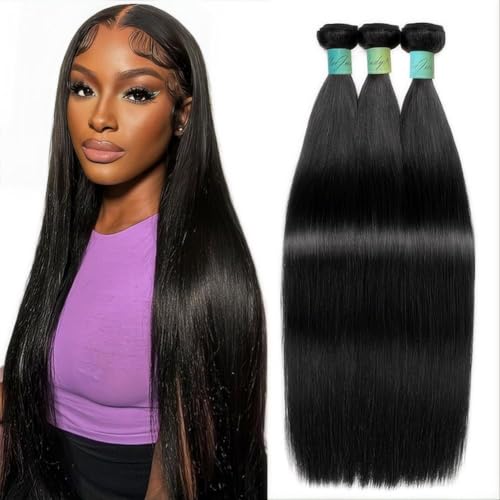 Straight Hair Bundles 13A Brazilian Virgin Human Hair Bundles Straight 26 28 30Inch 100% Unprocessed Virgin Human Hair Natural Black