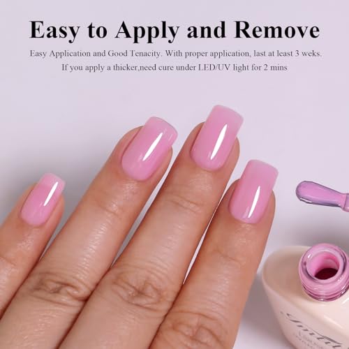 Imtiti Gel Nail Polish, Sheer Jelly Baby Pink Color UV/LED Soak Off Gel Polish for DIY Nail Art Manicure and Pedicure at Home (0.34 Fl Oz-970)