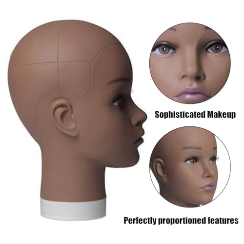 HAIRWAY Mannequin Head Female Mannequin Head Stand Cosmetology Mannequin Head for Wigs Manikin Doll Mannequin Head for Wigs Making and Display with Free T-pins (Brown, 21.5inch)