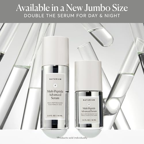 Naturium Multi-Peptide Advanced Serum Jumbo, Firming & Smoothing Face Serum for Fine Lines & Wrinkles with Advanced Multi-Peptide Blend, 2 oz