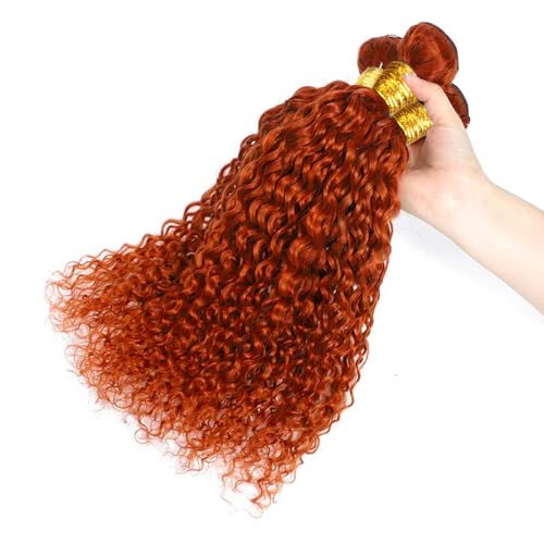 Color 350 Bundle Ginger Curly Wave Human Hair Bundles Orange Hair Weave Color 350 Orange Kinky Curly 3 Bundles 12 14 16 Inch Ginger Bundle 300G