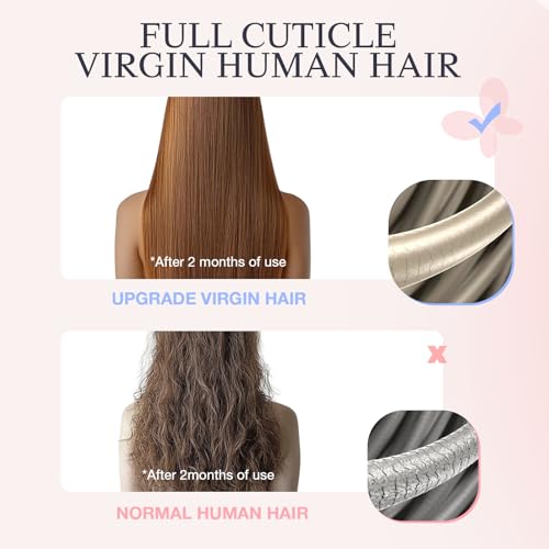 DOORES Invisible Clip in Hair Extensions 18 inch 110g 7pcs, Real Human Hair Invisi Edge Clip in Extensions, Virgin PU Clipins Straight Thickening Hairstyle, 4/27/4 Chocolate Brown to Caramel Blonde