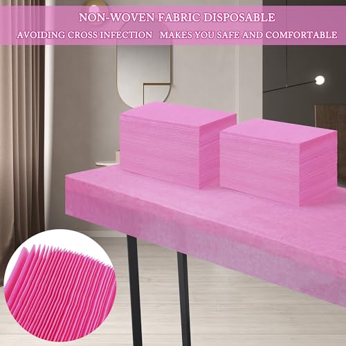 100 Pcs Disposable Bed Sheets 31" x 71" Massage Table Sheets Non Woven Fabric SPA Bed Cover Breathable for Massage Beauty Tattoos (100 Pcs Pink)