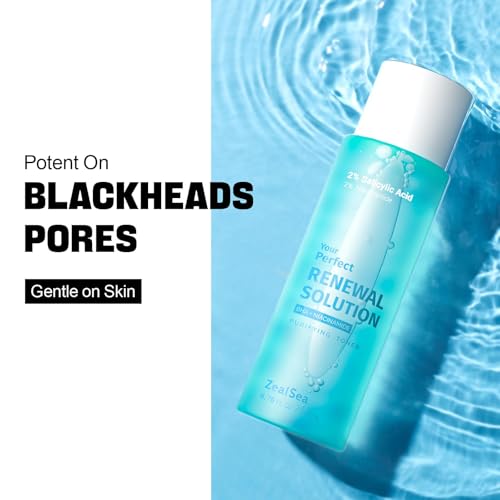 ZealSea 2% Salicylic Acid Toner for Face with 2% Niacinamide - BHA Liquid Exfoliant for Blackheads and Enlarged Pores, Exfoliate for Face to Soothe Breakouts, Exfoliating Toner, 6.76 Fl Oz, Pack of 2