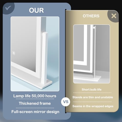 Lighted Makeup Mirror, 17.2"x13.6" Hollywood Vanity Mirror with Lights, Three Color Modes, Smart Touch Control, 360¡ÆRotation,with 5X Magnifying Glass