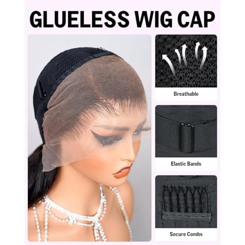 MEGALOOK 12A Body Wave Lace Front Wigs Human Hair Pre Plucked 13x4 HD Frontal Lace Wigs 220% Density Real Bleached Tiny Knots Human Hair Wig 20 Inch