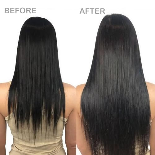 Remy Hair Extensions clip ins Hair Etensions for Women 1b Black Double Weft Natural Hair Extensions Straight 8Pcs Soft and Thick 24inch 110g