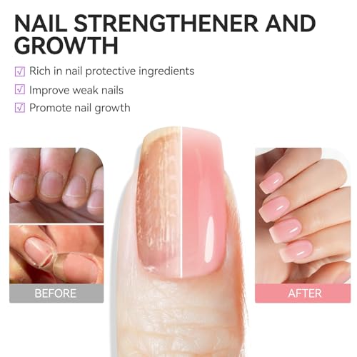 Nail Repair for Damaged NailsProtein: Pink 6 in 1 Natural Nail Strengthener and Growth - Long Lasting Nail Hardener Extra Strong and Growth - Nail Strengthener for Thin Nails and Growth