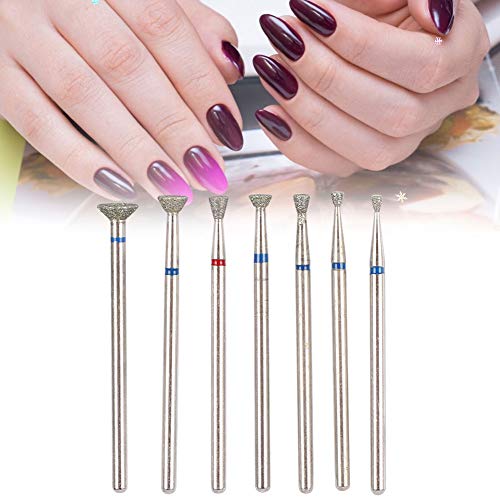 Nail Art Manicure Drill Bits Set, 7Pcs Nail Grinding Head Drill Bits, Electric Manicure Grinding Head Tool, Manicure Polishing Drill Machine Bits for Acrylic Gel Nails Cuticle Manicure Pedicure(NO.03)