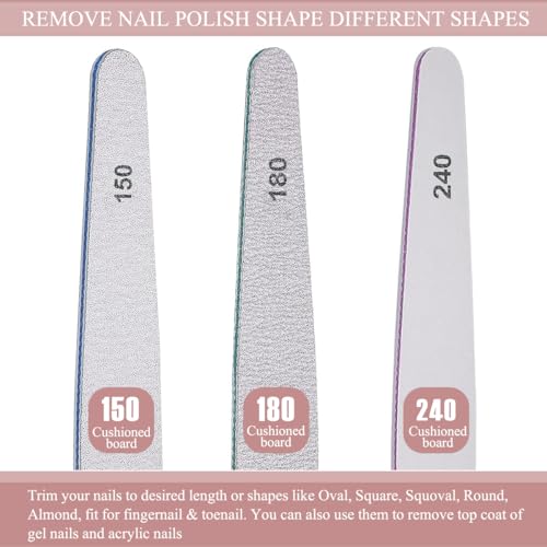 6pcs Nail File Nail Buffers for Natural Nails, Emery Boards for Nails, Nail Buffer and Shine Kit Nail Filer, Nail Buffer Block 100/180 Grit Nail Files Fingernail Files