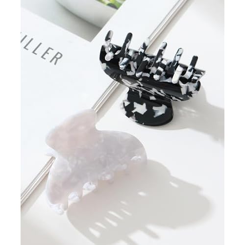 2 Pcs Small Medium Hair Claw Clips for Women Tortoise Shell Claw Hair Clips for Thin Fine Medium Thick Hair