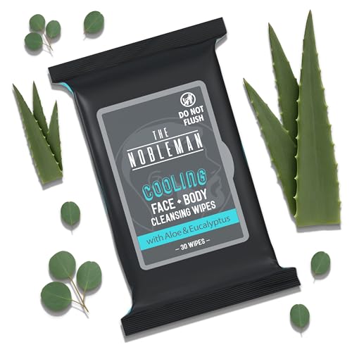 Men's Cooling Face + Body Cleansing Wipes - 4 Pack - 120 Count Post Workout Travel Towlettes