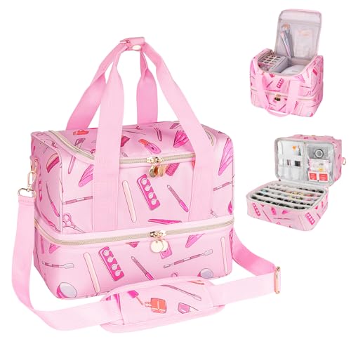 Nail Polish Organizer Case - Large Double Layer Organizers and Storage Bag for Nail Supplies and Art Tech