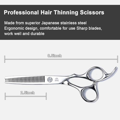 Hair Cutting Scissors and Thinning Scissors Kit,6.5 inch Professional Salon Haircut Scissors Kit,Barber Hairdressing Shears Set,Hair Cutting Shears Texturizing Shears (Silver) (Silver)