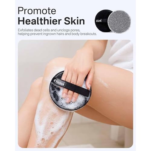 Yiclick Exfoliating Body Scrubber Exfoliator 2 Pack - Exfoliating Sponge, Shower Bath Sponge Loofah with Handle, Body Scrub Lufas Washcloth Net Brush for Women Men, Dead Skin Remover for Body