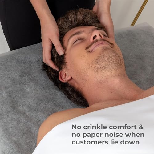 Disposable Massage Bed Cover - 60 Sheets Per Roll, Non-woven Disposable Material - Ideal for Spa, Massage Table, Tattoo, Waxing Table - No Crinkle Table Sheets - 31.5 x 71 Inches (1 Roll)