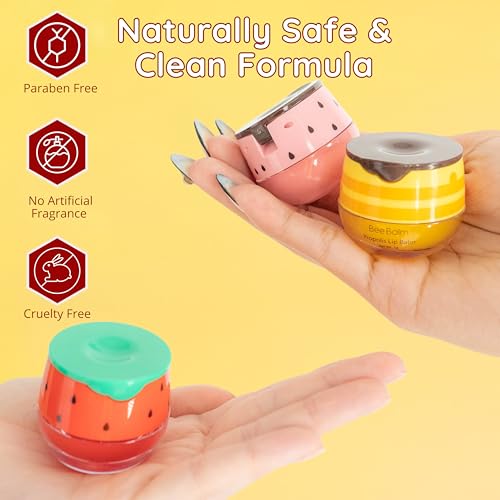 Original My Bee Balm Lip Balm ? Hydrating Lip Care with Watermelon, Strawberry & Honey Pot ? Moisturizing Balm for Dry, Chapped & Cracked Lips with Propolis, Honey & Vitamin E