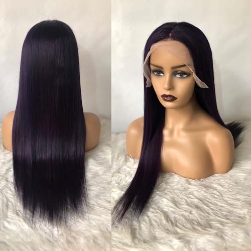 Nicy Purple 13X6 Lace Front Wigs Human Hair 13x4 Colored Lace Front Wigs Human Hair Pre Plucked 150% Density Silk Straight Lace Front Wig Human Hair with Baby Hair Purple Wig (20inch, 13X6 purple)