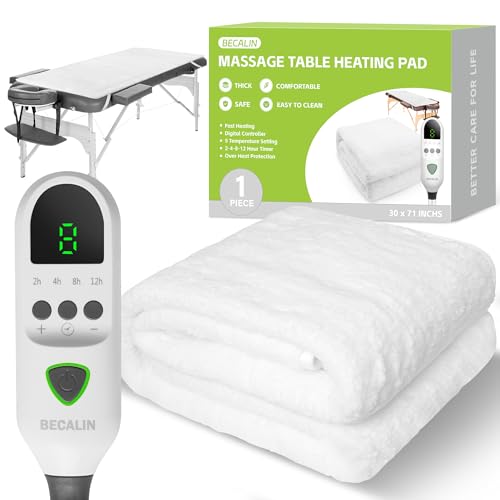 Massage Table Warmer Heating Pad Professional SPA Massage Bed Warmer with Timer, 9 Heat Settings, Overheat Protection for Massage Bed & Spa, Thickened & Soft Fleece, 30" x 71"